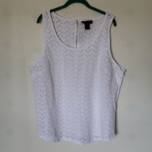 LANE BRYANT white embroidered eyelet tank